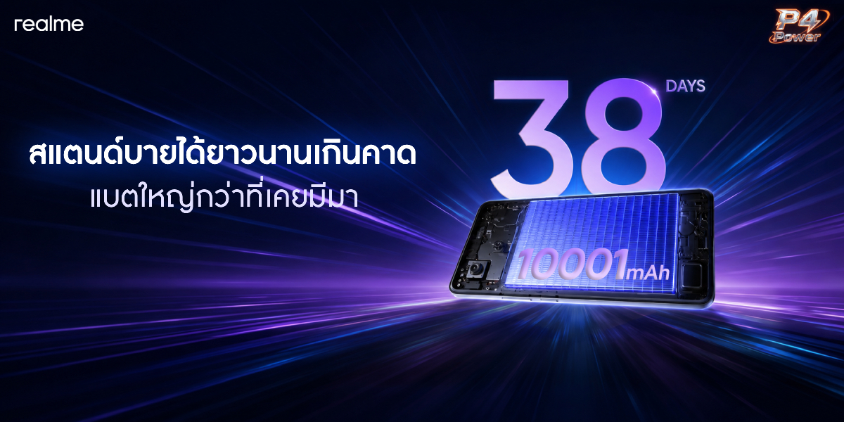 (ข่าวประชาสัมพันธ์) realme P4 Series เตรียมเปิดศักราช “A New Era of Power” ปฏิวัติเกมมิ่งโฟนสู่ยุคแห่ง “พลัง” นำทัพโดย “P4 Power” อัดแบตเตอรี่ 10,001mAh เครื่องแรกของโลก!