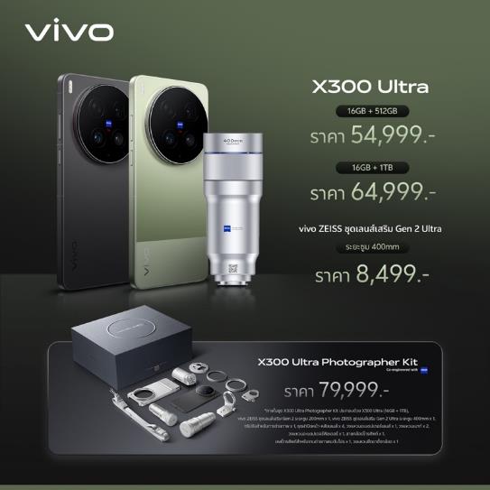 vivo เปิดตัว X300 Ultra และ X300 FE ในไทย 'เทคเดียวก็เอาอยู่' ถ่ายภาพและวิดีโออย่างมืออาชีพ
